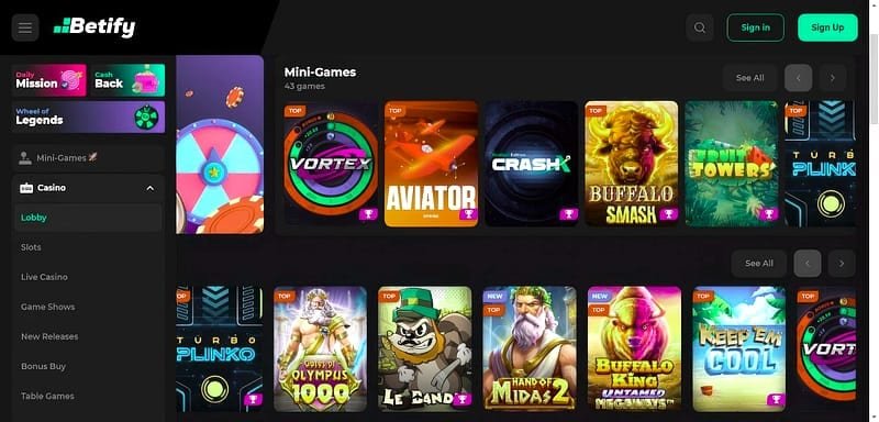 Betify registrazione e prime impressioni – Il catalogo: 7.900 titoli e qualche sorpresa