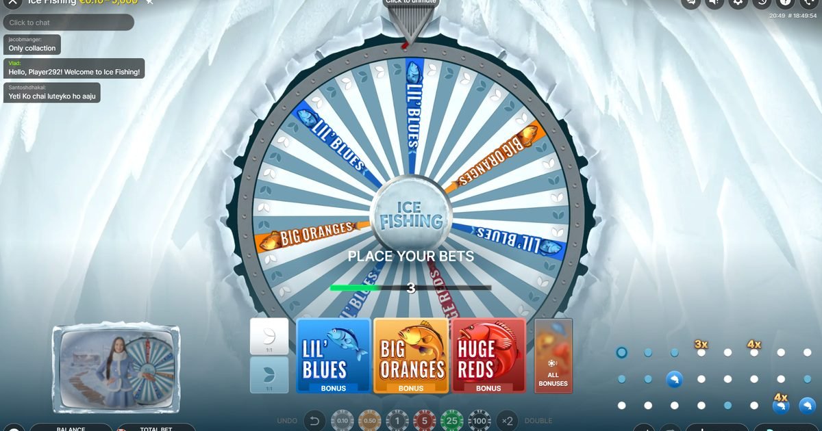 Ice Fishing Live ruota e round bonus su 24 Casino